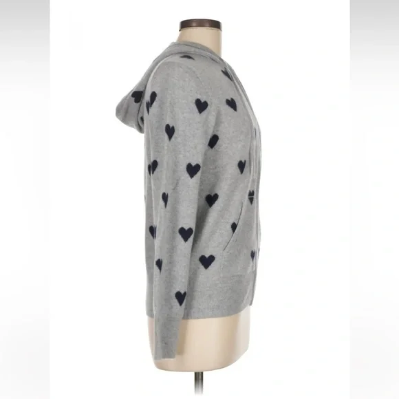 J. Crew Everyday Cashmere Full-Zip Heart Hoodie Sweater - M - Picture 3 of 7